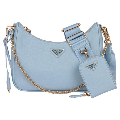 prada blue leather puch|Pale Blue Prada Re.